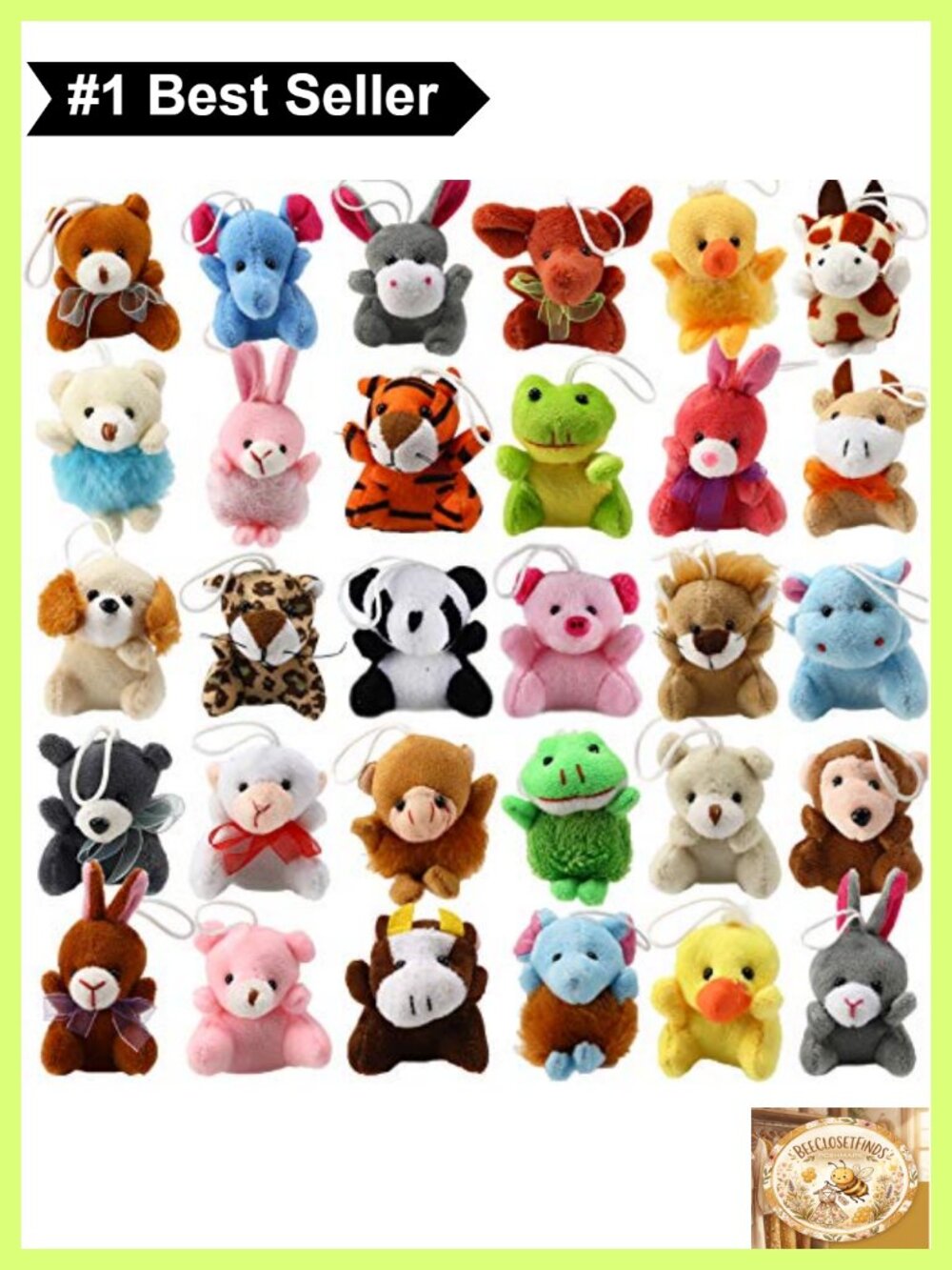 32 Pc Mini Plush Animal Toy Set Small Stuffed Animals Party Favor